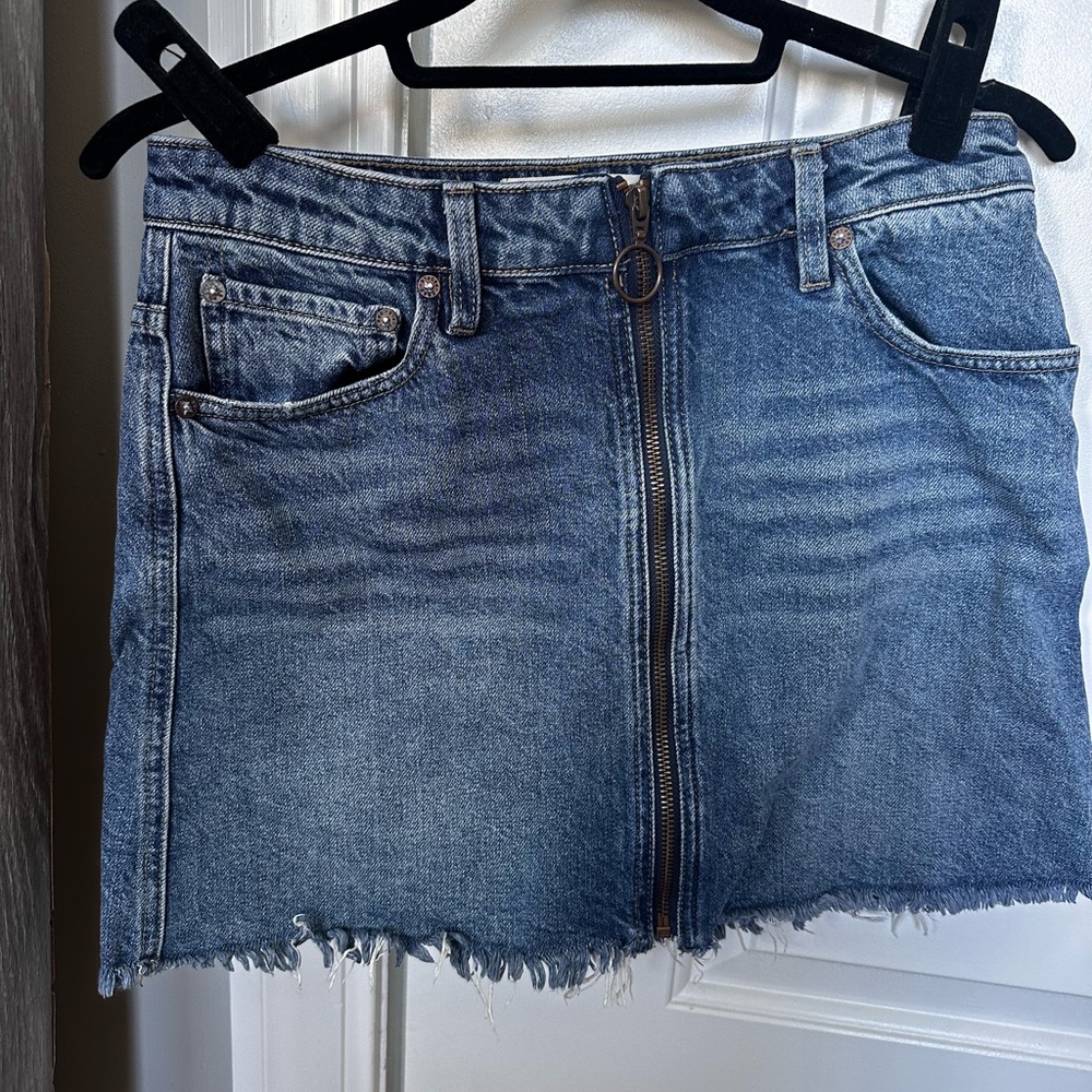 free people front zipper jean skirt